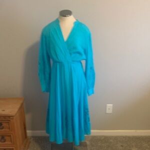 Johnny Was Vibrant Blue Long Sleeve Dress